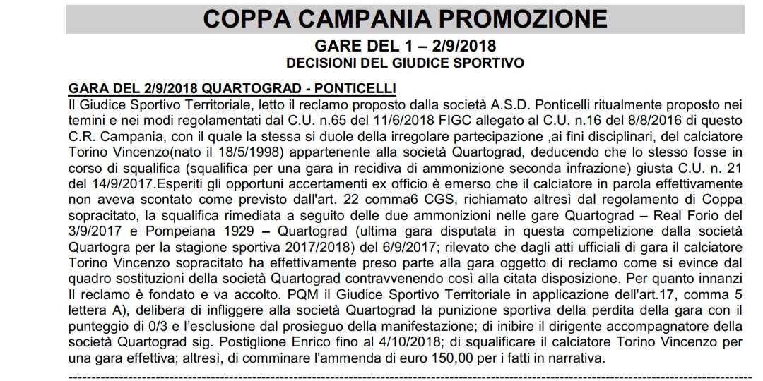 Coppa Italia Promozione, avanza il Ponticelli grazie al ricorso